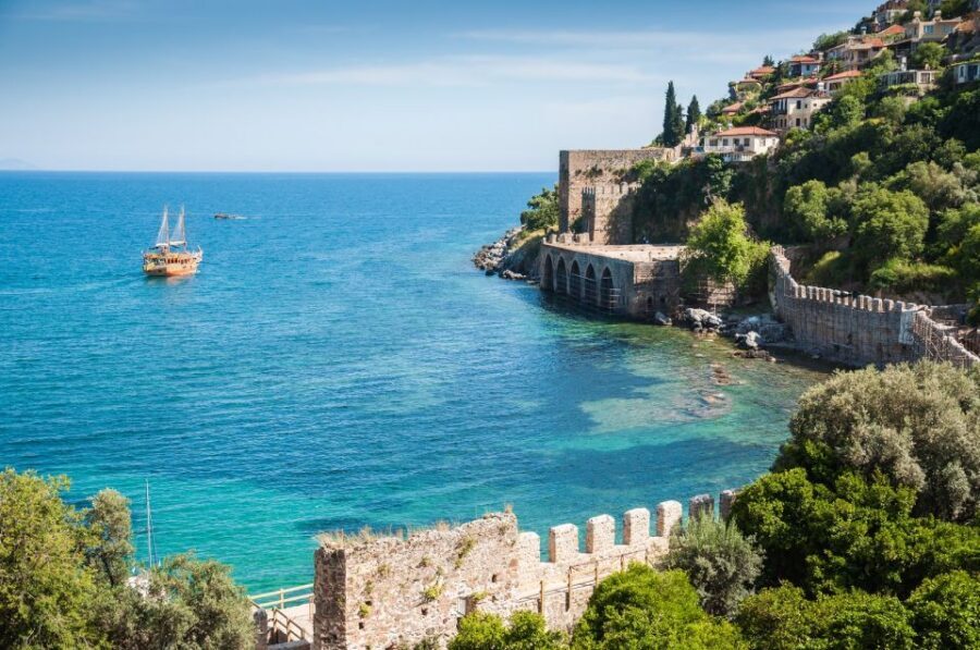 Alanya: Boat Trip with Lunch, Drinks, and Swim Stops - Sailing Past Red Tower and Alanya Castle From Sea Level