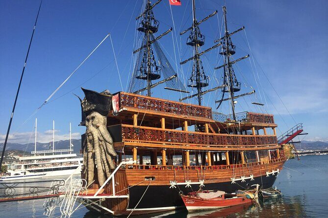 Alanya: Luxury Pirate Boat Tour with Foam Party - First stop around the Old Shipyard, Red Tower, and Castle walls