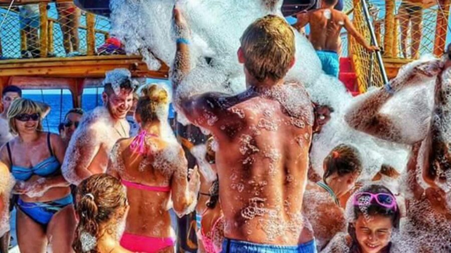 City of Side: Dolphin Island Boat Tour with BBQ & Foam Party - Lunch on Board: Fish or chicken, grilled and served hot