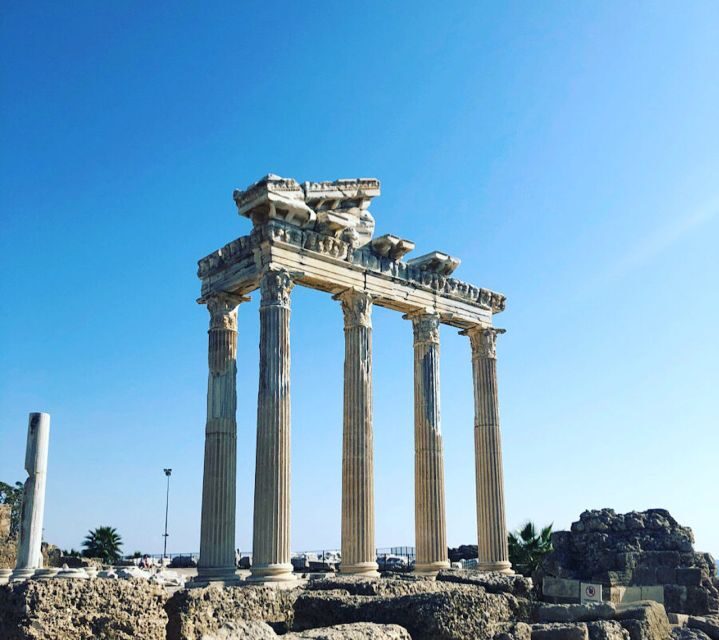 City of Side: Side & Caretta Bay Boat Trip w/ Lunch & Drinks - Side’s ancient views from the water (Temple of Apollo photo time)