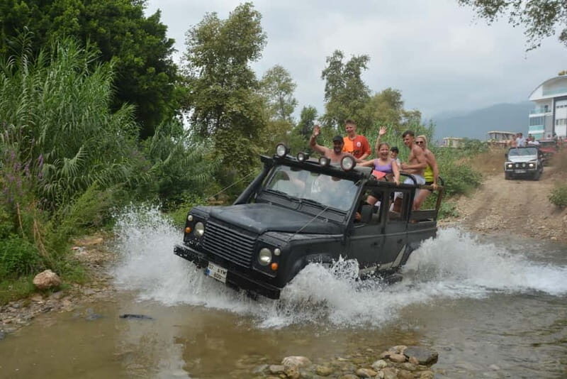 From Alanya: Jeep Safari with Lunch, Dim River & Cave - Jeep pickup, open Land Rover ride, and the Cikcilli Terrace Park photo break