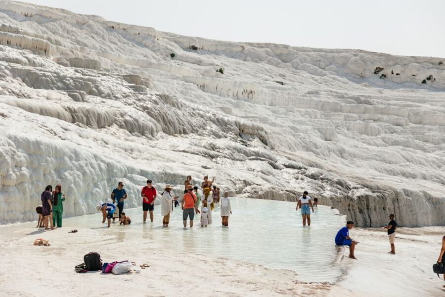 From Antalya/Kemer: Pamukkale and Hierapolis Tour with Lunch - First stop: Pamukkale hot springs and travertine terraces