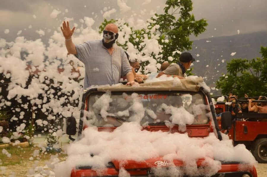 Jeep Safari-Lunch-Boat-Canyon-Waterfall-Foam,Water Party - Jeep Safari From Side: What the 5-in-1 Combo Really Means
