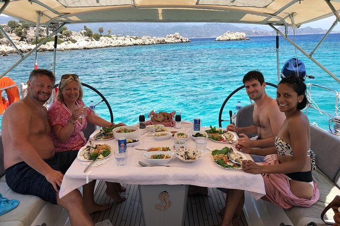 Sailing Day Tour with skipper and private chef in Kas Islands - Inönü Bay lunch at anchor: multi-course Turkish cooking on the water