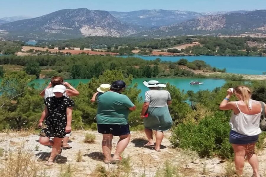 Side: Cabrio Bus and Boat Tour (Combined Mix Tour) - Stop 1 to Stop 3: the drive, villages, and lunch at Green Lake Oymapınar